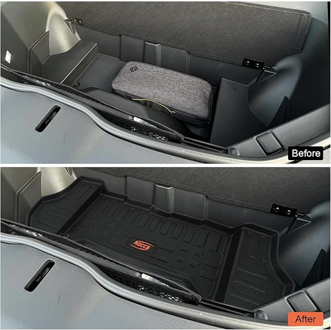ROCCS Front Trunk Mat Fits for Rivian R1T/R1S Accessories 2022 2023 2024 All Weather TPE Frunk Mats Cargo Liners Trunk Mat with Lower Mat