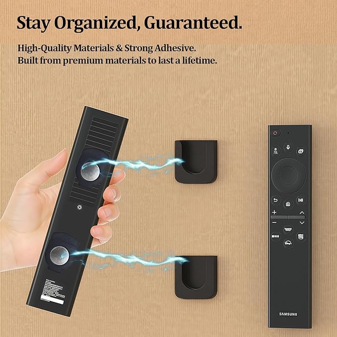 Magnetic Remote Control Holder Wall-Mounted Remote Holder Adhesive Strips Easy Installation for TV, Fan, and AC Remotes to Organize Home & Office (4 Pack)