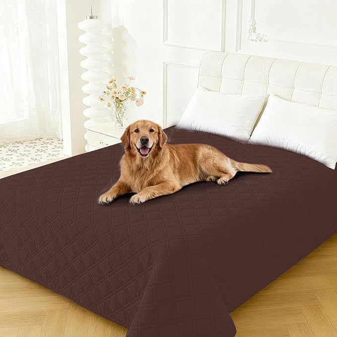 CYCMACO Waterproof Couch Covers for Pets, Waterproof Dog Bed Cover, Anti-Slip Soft Dog Blankets, Couch Cover for Dogs Washable, Pet Blanket for Puppy Large Dogs Cat (82x82 Inch, Coffee)