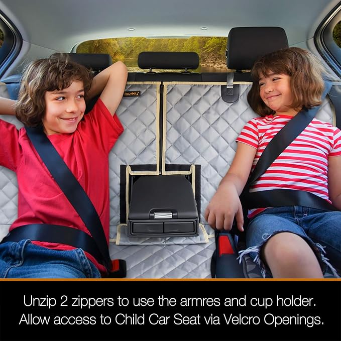 iBuddy Car Seat Cover Waterproof Back Seat Cover for Kids and Dogs Without Smell Heavy Duty and Nonslip Rear Seat Protector Non Stick Fur Bench Seat Cover for SUV Van Easy to Install Machine Washable