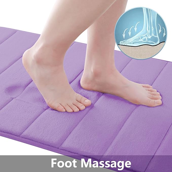 Buganda Memory Foam Bath Mat, 44" x 24", Ultra Soft and Non-Slip Bathroom Rugs, Water Absorbent and Machine Washable Bath Rug Runner for Bathroom, Shower, and Tub, Lavender