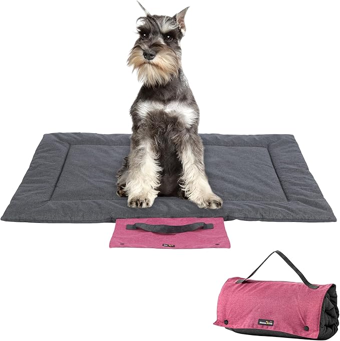 KHONSU PET Dog Travel Mat for Camping Portable Waterproof Lightweight & Outdoor Easy Clean Pad Foldable into Compact Carry Bag (Small Sized up to 25 lbs)