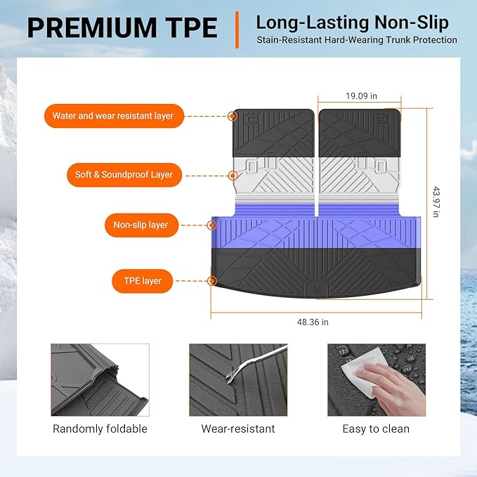 powoq 6&7 Seats Cargo Mat Compatible with 2020-2026 Ford Explorer Cargo Liner Back Seat Protector Trunk Mat TPE Replacement for 2020-2026 Ford Explorer Accessories (Trunk Mat with Backrest Mats)