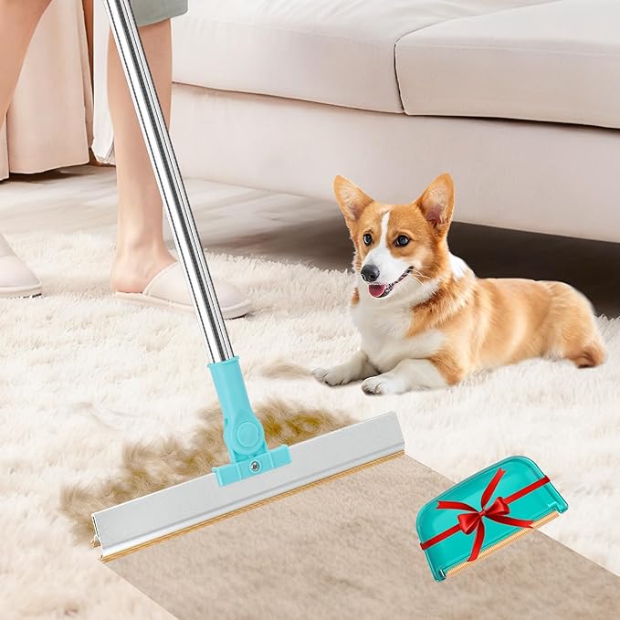 Cornnpet Carpet Rake for Pet Hair Removal - Reusable Pet Hair Remover, 54” Adjustable Long Handle Cat Dog Carpet Rake,Advanced Lint Remover Scraper for Carpets, Rugs, Mats, Couch