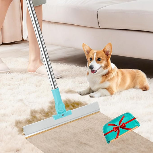 Cornnpet Carpet Rake for Pet Hair Removal - Reusable Pet Hair Remover, 54” Adjustable Long Handle Cat Dog Carpet Rake,Advanced Lint Remover Scraper for Carpets, Rugs, Mats, Couch