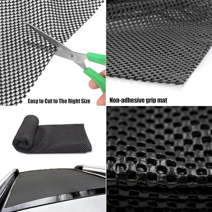 Trunk Mat for Cars Anti Slip Mat Cargo Liner Protector Durable Elastic Offers Protection Easily Cuttable to Different Sizes Universal Fit Multiple Use Car Roof Protector, Rug Non Slip Mat Pad (Black)
