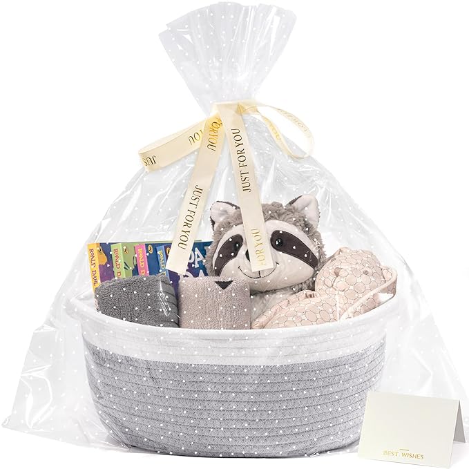 CHICVITA Easter baskets, Cute Basket for Decor, Dog Toy Storage, Empty Gift Baskets to Fill, 12"x 8"x 5", Grey