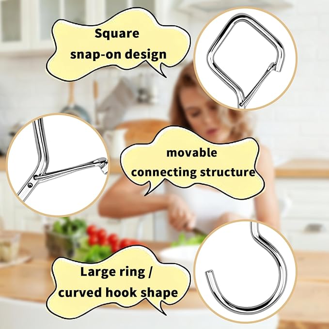 Heavy Duty S Hooks for Hanging, 4-Inch Ceiling Hooks with Lock, Secure Storage for Plants, Kitchen Utensils, Bags, Clothes, Towels (Silver, 20 pcs)