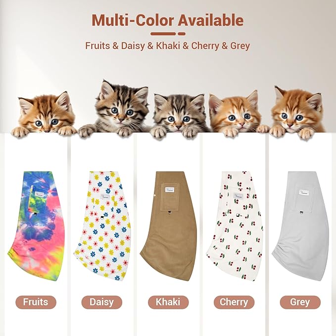 Hands-Free Cat Sling Carrier, Ultra-Soft Polar Fleece Pet Sling for Small Dogs & Cats 3-14 lbs, Machine Washable for Indoor Snuggling & Outdoor Use (Medium, Daisy)