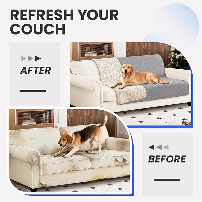 CYCMACO Waterproof Dog Bed Cover, Non-Slip Dog Blanket for Couch, Couch Covers for Dogs Washable, Pet Blanket for Furniture, Pet Bed Mat for Sofa, Car, Pet Supplies (82x82 Inch, Light Grey)