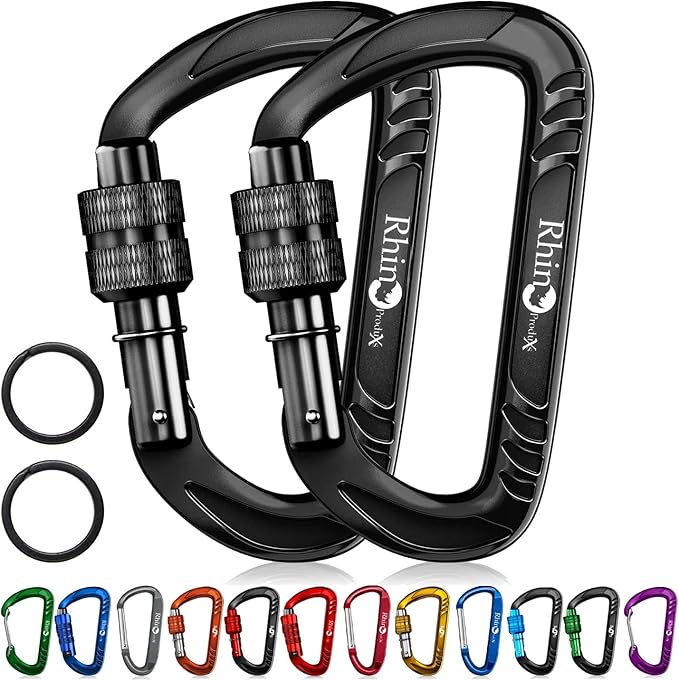 12kN (2697 lbs) Heavy Duty Carabiner Clips, for Securing Pets, Outdoor, Camping, Hiking, Hammock, Dog Leash Harness, Keychains