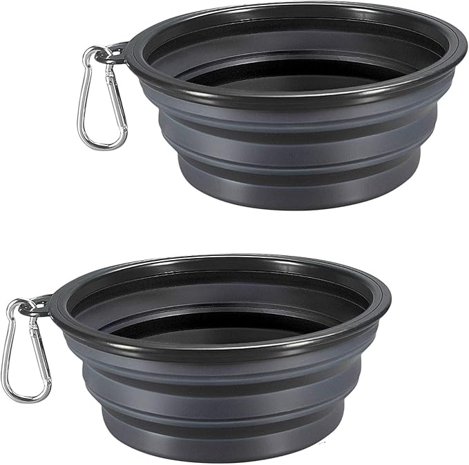 Comsun Collapsible Dog Bowls, 2-Pack Foldable Expandable Cup Dish for Pet Cat Hiking Food Water Feeding Dog Travel Bowl