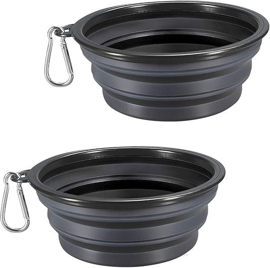 Comsun Collapsible Dog Bowls, 2-Pack Foldable Expandable Cup Dish for Pet Cat Hiking Food Water Feeding Dog Travel Bowl