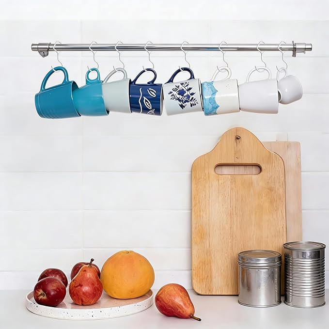 Heavy Duty S Hooks for Hanging with Lock, 4.72 Inch Metal Screw Hooks for Plants, Kitchen Utensils, Bags, Towels, and Outdoor Storage, Plant Hangers and Hanging Hooks (White, 30 pcs)