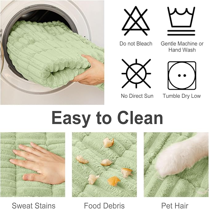 hyha Couch Covers for Dogs Washable, Non Slip Plush Dog Sofa Protectors, Fuzzy Pet Couch Covers for 3 Cushion Sofa Pet Friendly (Green, 27.6" x 27.6")