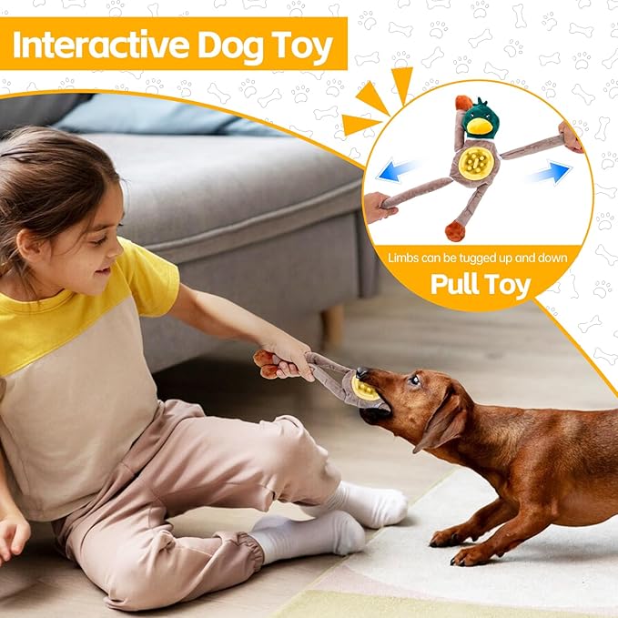 Stankeloko Squeaky Dog Toys, Interactive Plush Duck Chew Toy for Pets - Safe & Durable,Slow Feeder Dog Bowl,Ideal for Puppies & Small to Medium Dogs