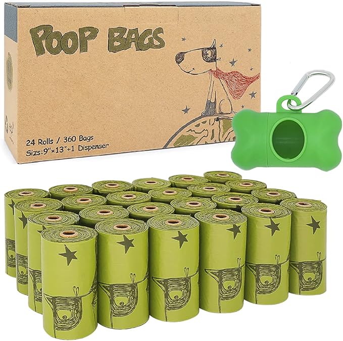 Ley's Dog Poop Bags 360 Count,Unscented Extra Thick Waste Bags with Dispenser, 100% Leak-Proof Doggie Bag Refill Rolls