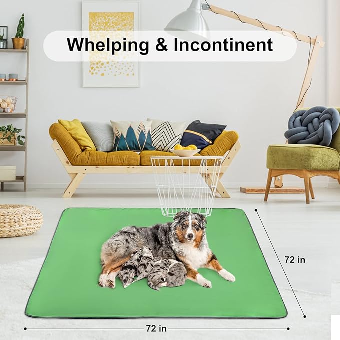 BEAUTYZOO Reusable Pee Pads for Dogs, Washable Super Absorbent Whelping Pads, Waterproof for Small to Extra Large Dogs, Pet Training & Playpen Mat, 72 x 72 Inch