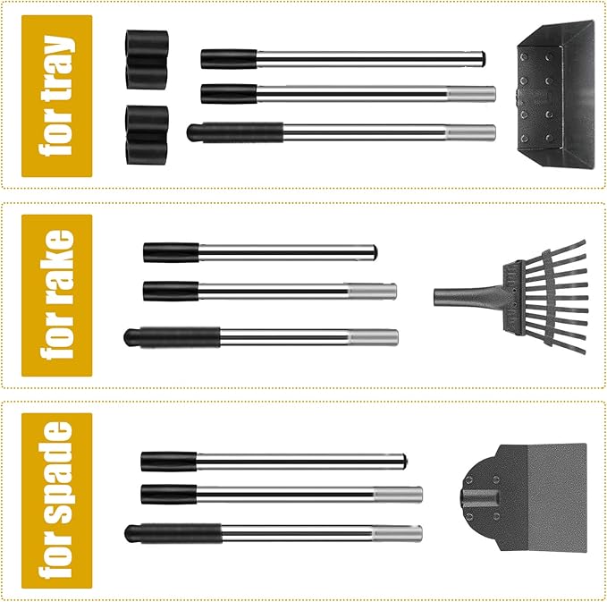 Niubya Pooper Scooper for Dogs, Metal Poop Scooper Tray and Rake Set with Adjustable Long Handle, Dog Pooper Scooper for Pet Waste Removal