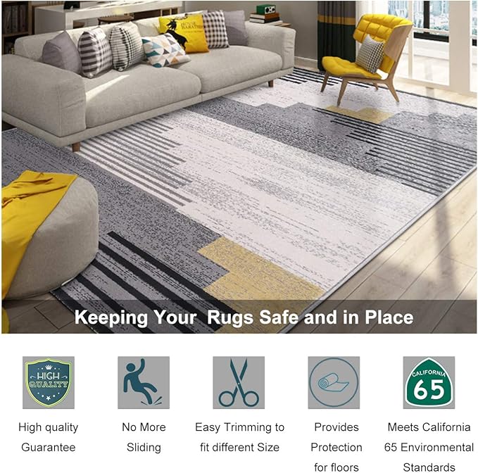 Non Slip Rug Pad Grippers - 2x3 Ft, 1/8" Thick, (Felt + Rubber) Double Layers Area Carpet Mat Tap, Provides Protection and Cushioning for Hardwood or Tile Floors