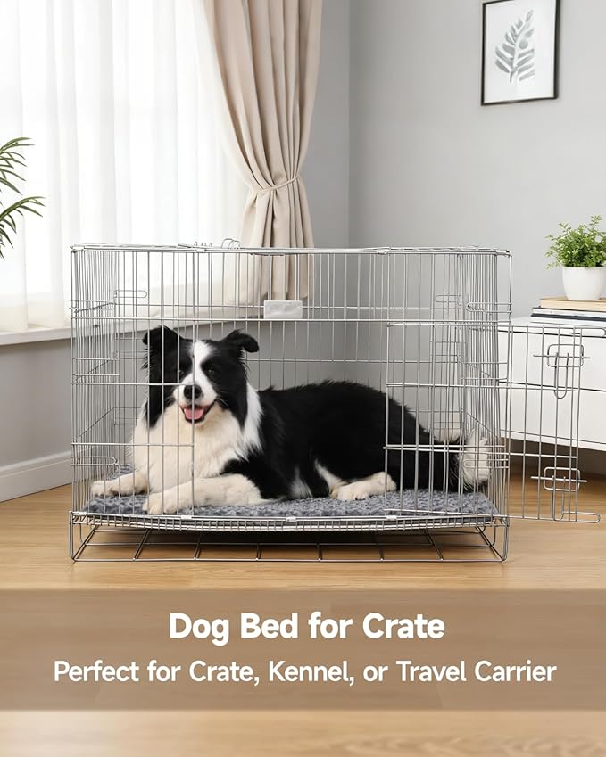 Small Dog Bed for Crate High Resilience Foam Crate Pad Mat for Medium Dogs Washable Anti-Slip,17" x 11",Dark Gray