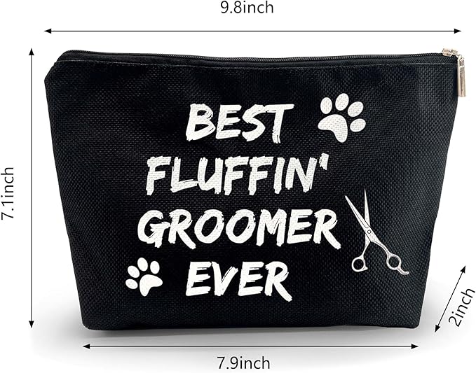 Kwtzkuo Dog Groomer Grooming Cosmetic Zipper Bag - Black Gift for Dog Lovers, Salon Gifts, Pet Groomer Tool Kit