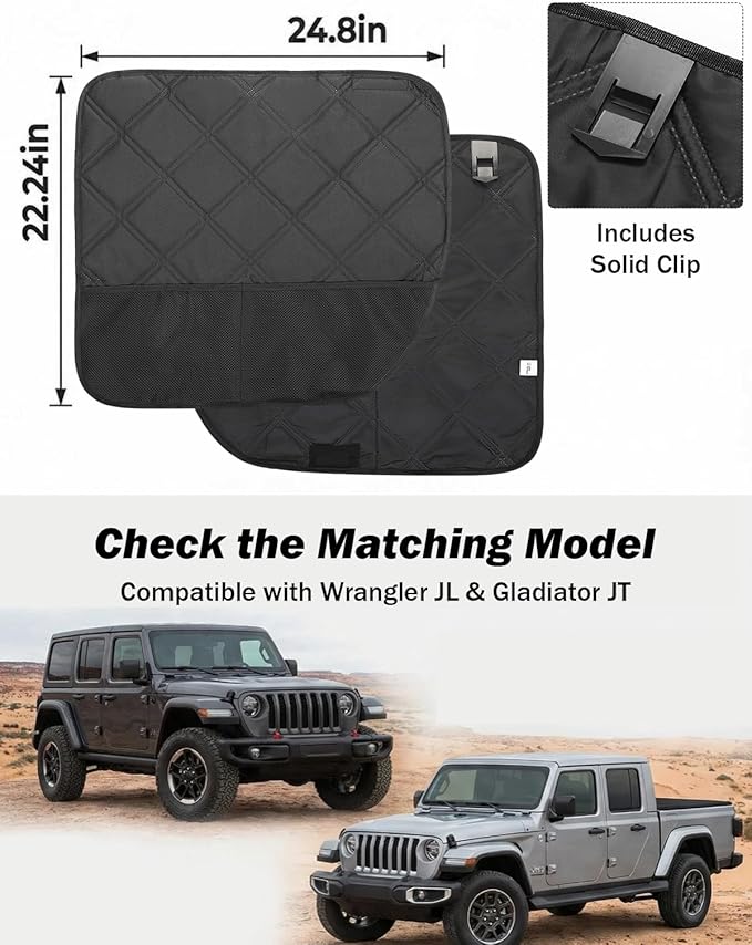 JOYTUTUS Dog Car Door Protector Compatible with Wrangler JL & Gladiator JT, Waterproof & Anti-Scratch Door Protector from Dog Scratching with Storage Pockets 2 Pack