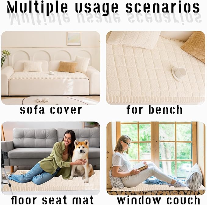 Mitid Sofa Cover Fuzzy Couch Cover for Pet, Couch Covers for Dogs Washable Non-Slip Sofa Slipcover Cushion Protector Pets Friendly Mat Bed
