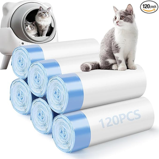 120 Pack Cat Litter Bags Compatible with Litter Robot 4/5/3, Self Cleaning Automatic Litters Box Liners, 25.2 x 15.7 inch (10-12 Gallons)