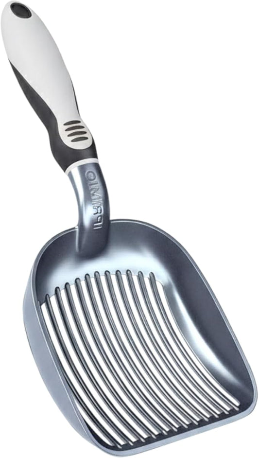 Sifter w/ Deep Shovel Cat Litter Scoop - Designed by Cat Owners - Durable Plastic Cat Litter Scooper for Litter Box - Solid Strong Handle. By iPrimio. Patented Kitty Litter Scoop