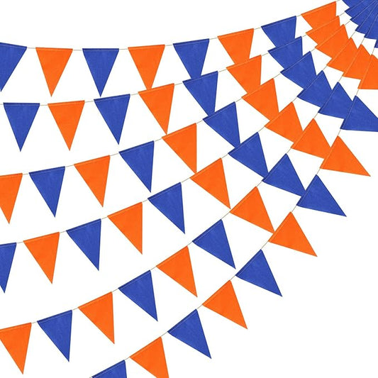 HESTYA 42 Pcs Colorful Pennant Banner Flag Blue Orange Bunting Triangle Banner Pennants for First Day of School Back to School Birthdays Classroom Carnival Garland Party Hanging Decorations