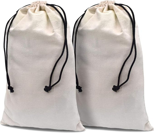 ZENPAC Cowboy Boot Bag, Beige Duster Flannel Pouch with Drawstring Closure, Washable Breathable Cotton Fabric for Shoes, Luggage, 12.5x20.5 2 Pack