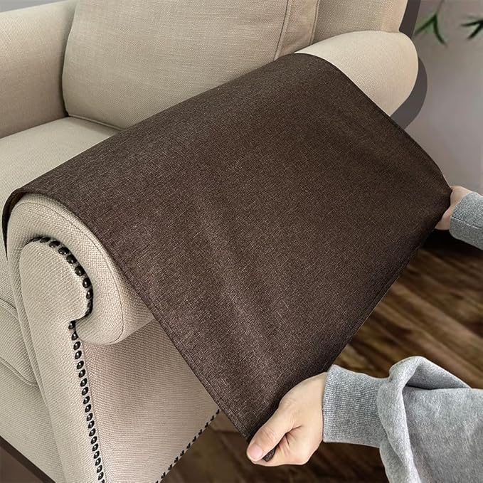 NOYOURS Couch Arm Covers, Anti-Slip Sofa Armrest Cover for Recliner, 2pc Washable Sofa Arm Covers, Dogs Cats Pet Scratch Proof Couch Arm Protectors, Brown, 24x28inch