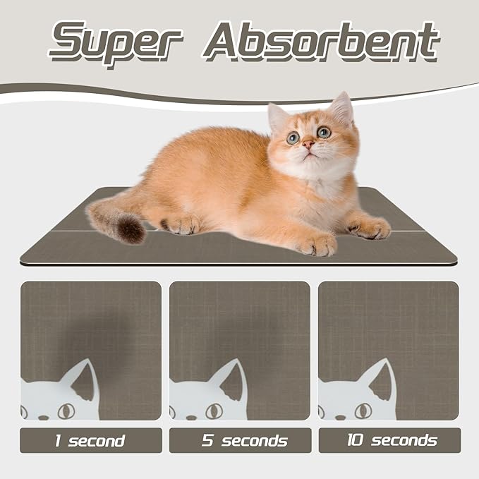 Le courant Dog Cat Food Mat,Rapid Absorbent Pet Feeding Mat,Bone Shaped Dog Placemat Water Bowl Mat with Rubber Backing,No Stains Dog Cat Mats Indoor, Pet Accessories Supplies,Brown-11.8x19.7 in