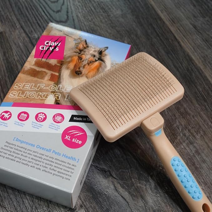Claw Claws Pet Slicker Brush for Large Dogs, Plastic Handle, Gently Remove Tangled and Mats Hair, Pet Grooming Brush Tool, Sheepskin Wool Carders (5" Pad Quick Cleaning)