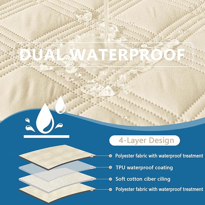 hyha Waterproof Dog Blanket, Reversible Pet Bed Blanket, Soft Sofa Couch Cover for Dogs Washable, Waterproof Pet Couch Covers for Sofa Puppy Cats Furniture Protector(68"x82", Beige/Beige)