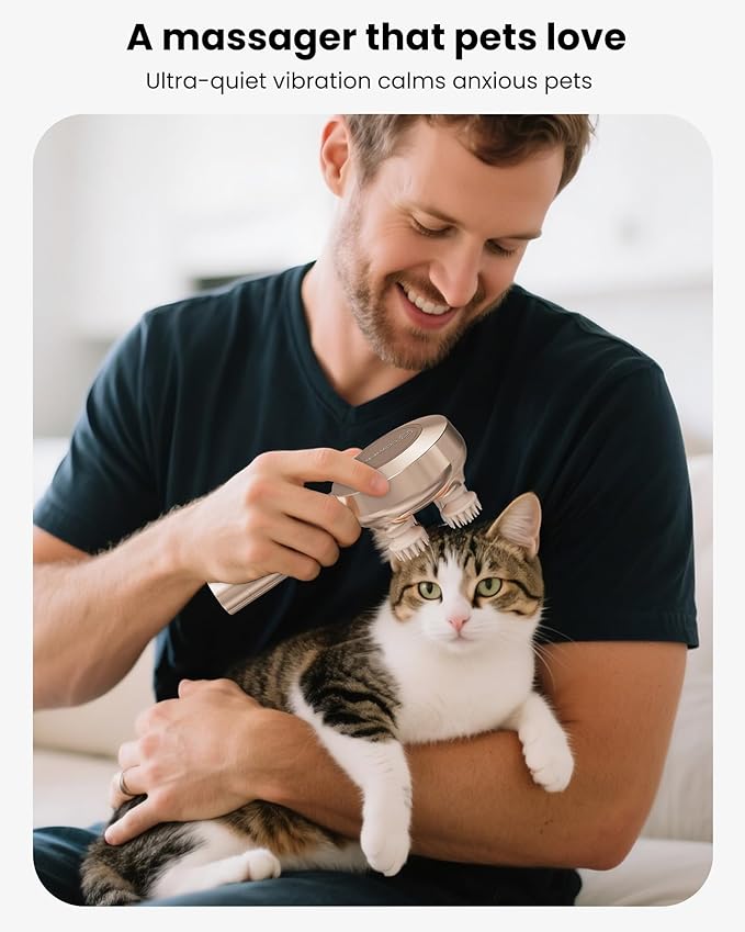 COMFIER Handheld Scalp Massager Hair Growth,Cordless Hair Head Massager with 3 Modes & 8 Silicone Claws,IPX7 Waterproof Body Massager for Stress Relax,Pet Massage,Head Scratcher,Gifts Men,Women(Gold)