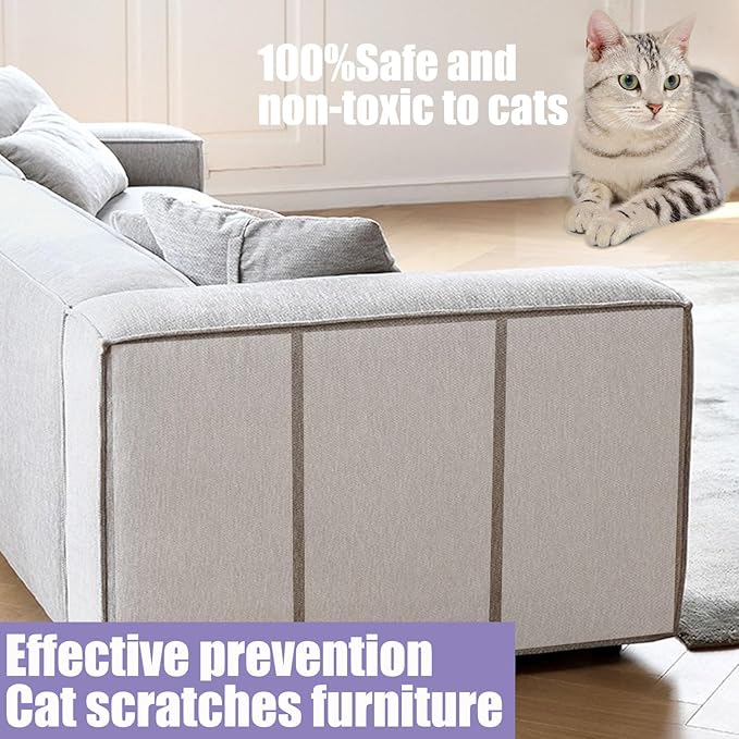Chuangseed 6" x 20Yds Transparent Cat Scratch Deterrent Tape - Double Sided, Furniture Protector for Couch, Carpet, Doors
