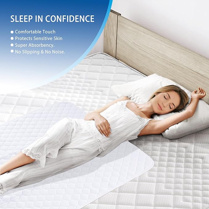 Waterproof Reusable Incontinence Bed Pads Washable Incontinence Underpads 8 Cups Absorbency,Mattress Protector for Adults, Kids and Pets(34”x 36” inch 4 Pack)
