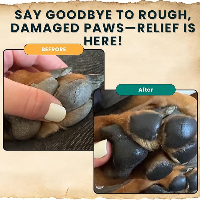 Trail Hound Dog Paw Balm – Natural Dog Paw Protector for Dry, Cracked Heels – Soothes Itchy Skin, Lick-Safe Paw Soother for Dogs – Nose Balm for Dry Snout & Paws, Softens & Repairs – 3oz