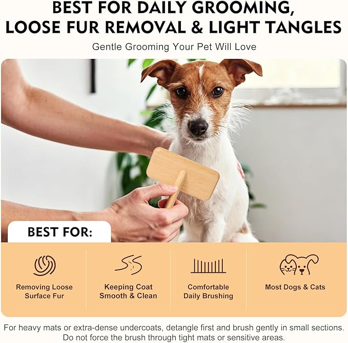 Dog Slicker Brush for Shedding & Grooming - Professional Dog Brush and Cat Brush with Coated Tips & Air-Cushion Design, Deshedding Tool Removes Undercoat Tangles & Loose Fur for Long/Short Hair Pets