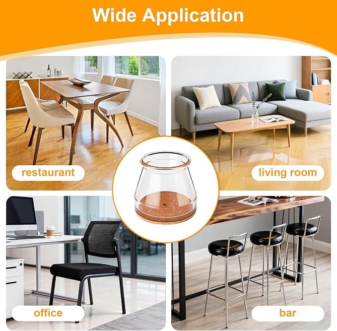 Ansible 24 pcs Chair Leg Floor Protectors, Silicone Felt Furniture Leg Pads Caps Covers for Hardwood Floors (Fit Round Diameter 1-5/16" to 2")