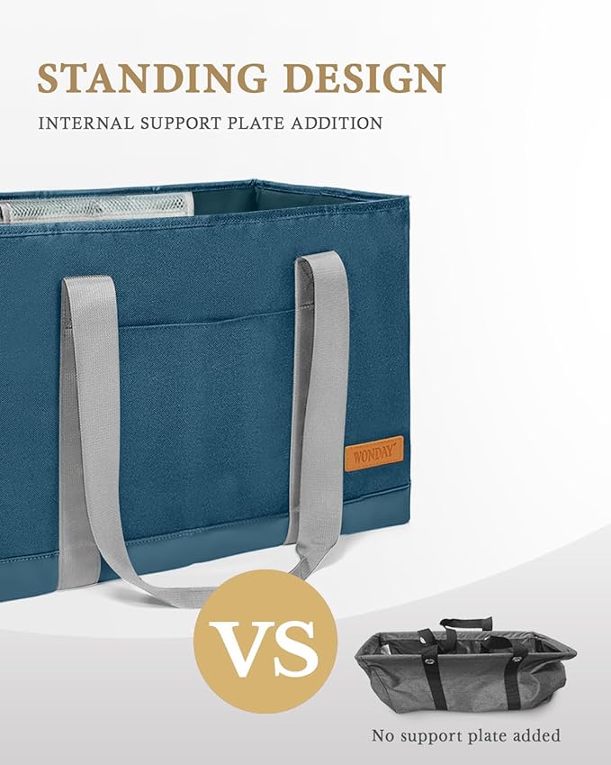 WONDAY Standing Extra Large Reusable Grocery Bag Carrier with Handle, Thirty One Utility Tote Foldable for Shopping and Beach