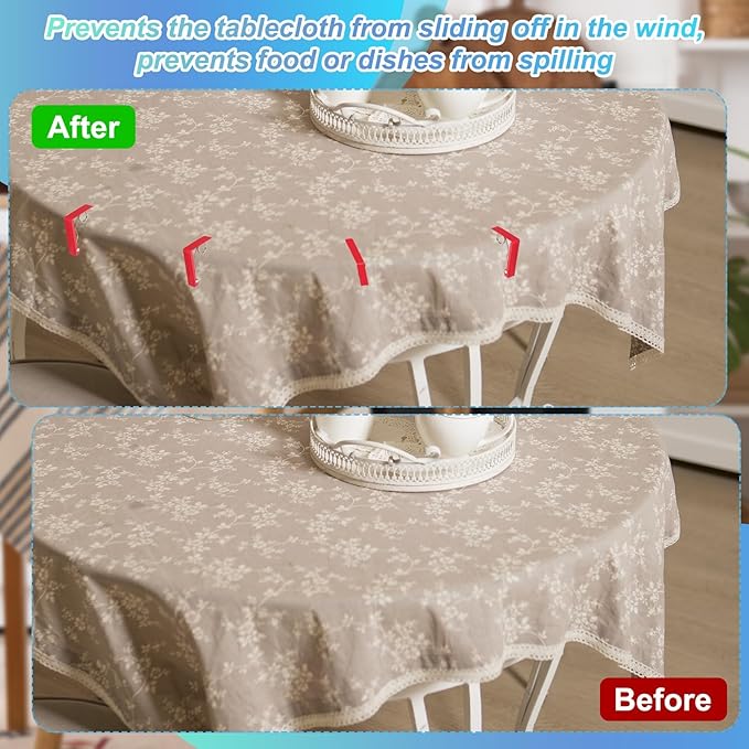 uxcell 4 Pack Tablecloth Clips, Stainless Steel Table Cloth Cover Clamps, 2.87" x 2.36" Windproof Holder Clips for Home Party Picnic Wedding Camping Dining Tables, Pink