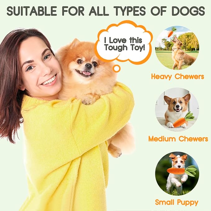 Dog Toys for Aggressive Chewers, Interactive Squeaky Indestructible Dog Toys to Keep Them Busy, Reduce Boredom, Natural Rubber Chew Toys for Large Medium Breed, Puppy Tough Teething Toothbrush