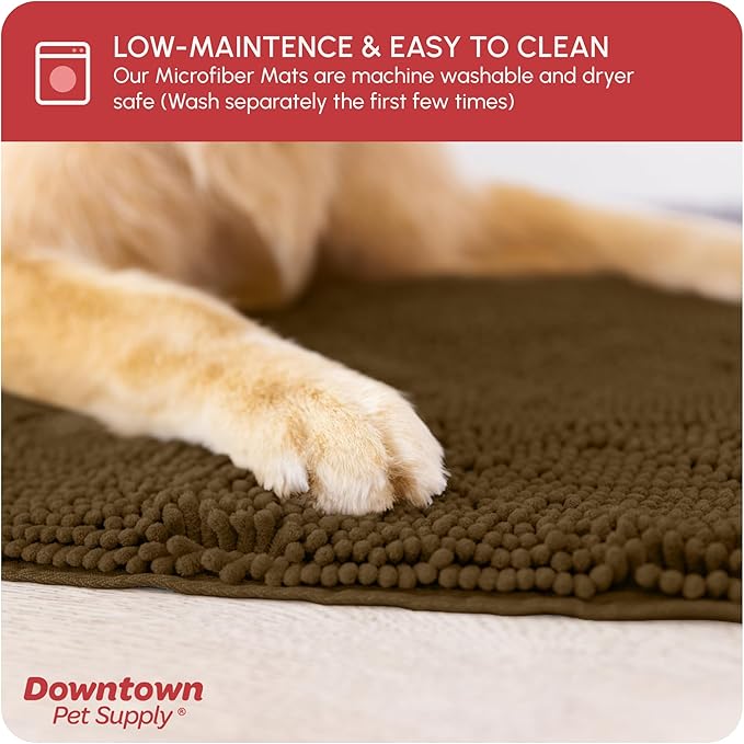 My Doggy Place Dog Mud Mat, 60" x 36" Brown – Thick Microfiber Entry Rug for Snow, Mud & Salt – Absorbent, Quick-Dry, Washer-Safe & Non-Slip, X-Large