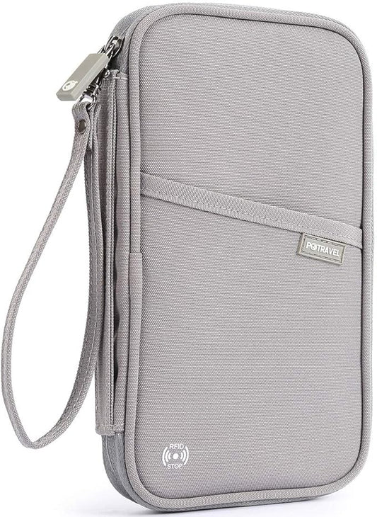 VanFn RFID Travel Passport Wallet, Family Passport Holder, Trip Document Organizer P.Travel Series (Nylon - Grey)