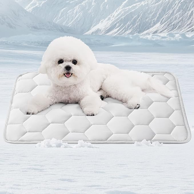 EHEYCIGA Cooling Mat for Dogs(Q-Max>0.53), Washable Dog Cooling Mat, Portable Kennel Cooling Pet Pad for Summer, Non-Slip Summer Crate Pad for Large Dog, Grey, 24x18