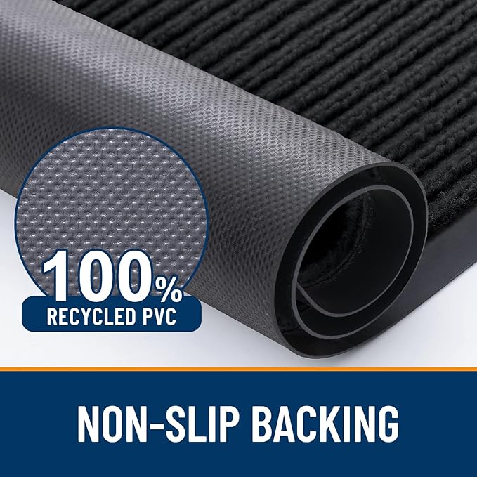 OLANLY Front Door Mat Indoor Outdoor Entrance, 2-Pack 71 x 47 Inch, Waterproof Heavy Duty Doormat, Fade Resistant, Low Profile, Easy Clean Patio Porch Welcome Floor Mats for Entry, Black