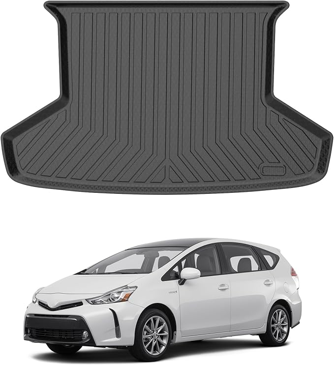Mixsuper Custom Fit Cargo Liner for 2012-2017 Toyota Prius V, All Weather Rear Cargo Mat Trunk Liners Tray Black